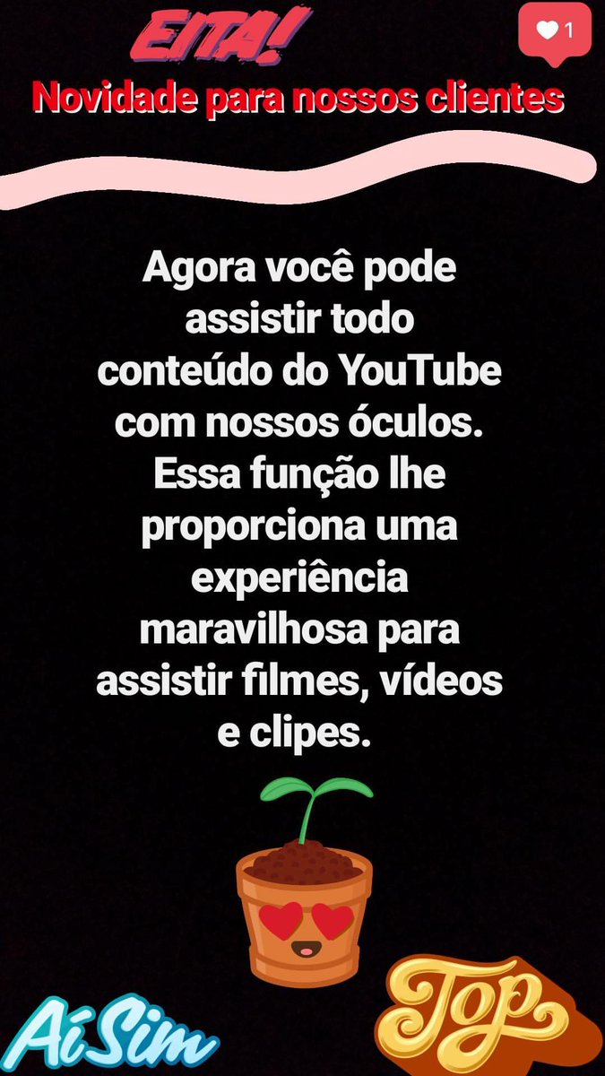 iClose_'s tweet photo. NOVIDADE PARA NOSSOS CLIENTES!!! 💙💙💙💙💙 Você não vai ficar de fora, né!?

Agora você pode assistir todo conteúdo do YouTube com nossos óculos. Essas função lhe proporciona uma experiência maravilhosa para assistir filmes, vídeos e clipes! 💙 https://t.co/HLNv5Dttmu