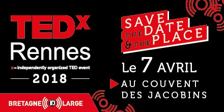 #Officiel Le 7 Avril 2018 pour la 7e éd. #TEDxRennes2018 se déroulera au Couvent des Jacobins <a href="/LeCouventRennes/">Le Couvent Rennes</a>. Ts les bénévoles sont à pied d'oeuvre pour vous faire vivre une expérience incroyable dans un lieu exceptionnel #UX #Rennes #SaveTheDate #SaveThePlace #TEDxRennes #TEDx