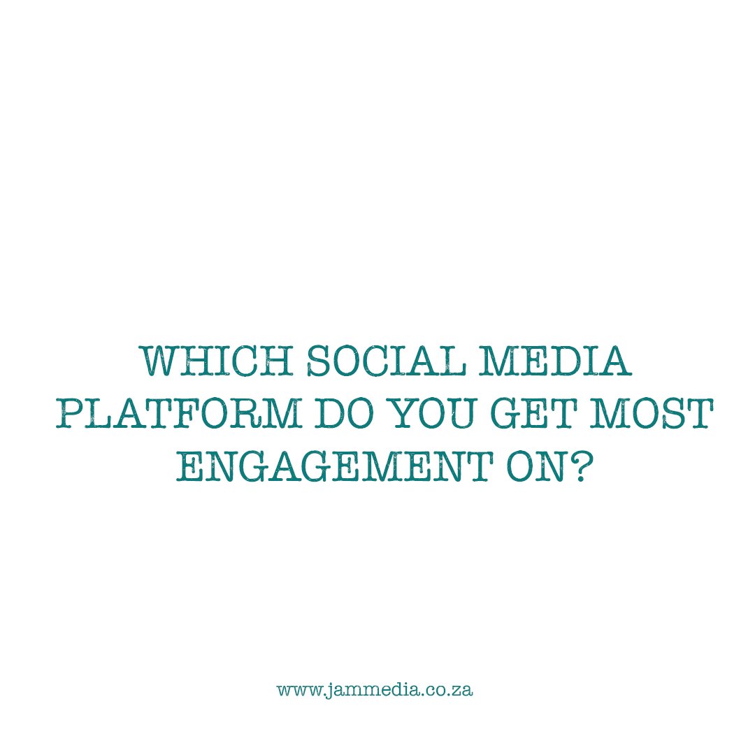 Which social media platform do you get most engagement on?
#JamMediaZA #TBT #SocialMedia #PR #GraphicDesign #Photography #Videography #WebDesign #BrandIdentity #Creatives #CapeTown #SouthAfrica #socialmediamarketing #contentmarketing #digitalmarketing #InstagramSA