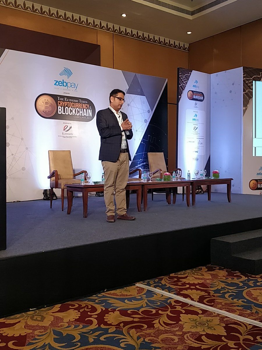 ET_Edge's tweet photo. @nitinsharma1 engages the audience with his views on implications of #blockchain in India at The Economic Times Cryptocurrency and Blockchain Conclave 2017 #ETCBC #ETBlockchain https://t.co/3WIzZ3k9e6