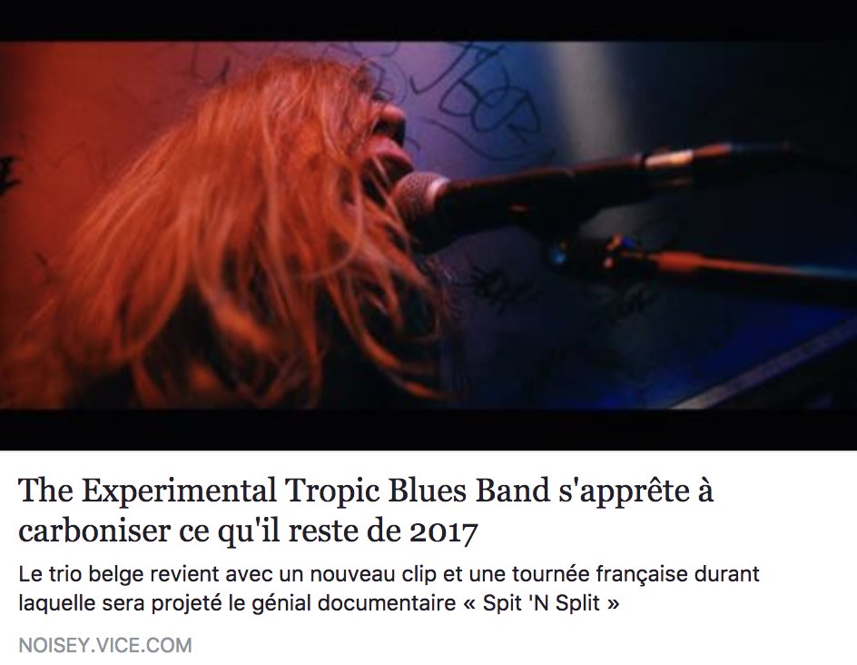 Exclu <a href="/Noisey_FR/">Noisey France</a>: nouveau clip pour The Experimental Tropic Blues Band en tournée à l'occasion du documentaire lol-trash qui leur est consacré 
05/12 <a href="/SUPERSONICparis/">SUPERSONIC</a> noisey.vice.com/fr/article/bjd…