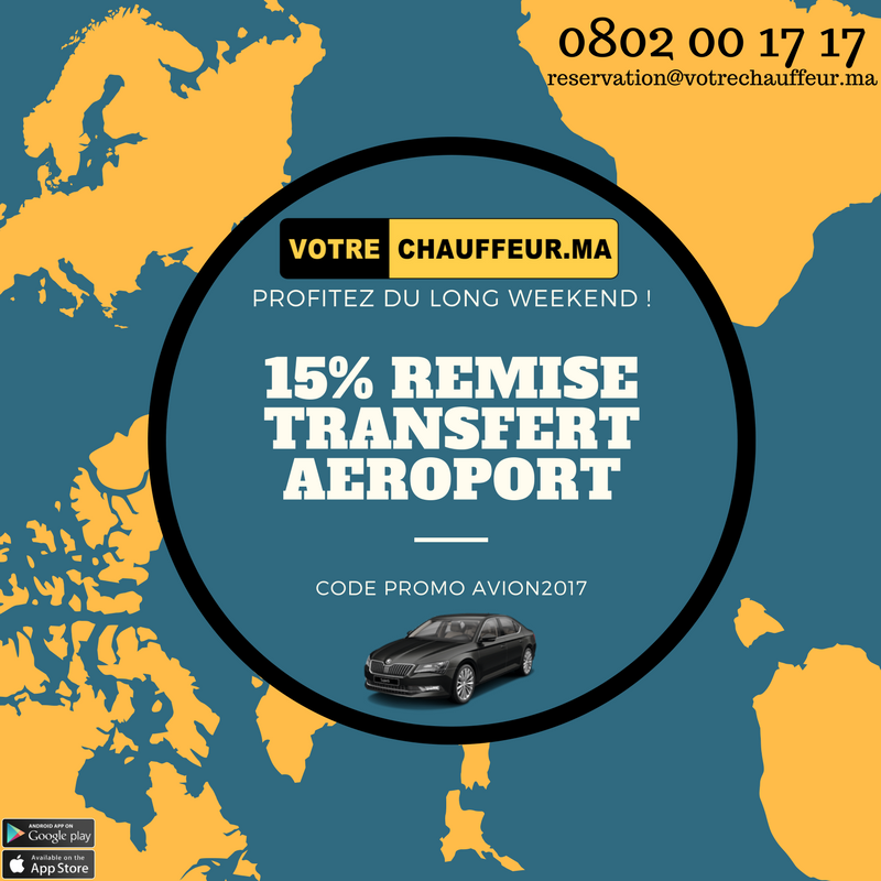VtcMaroc's tweet photo. Profitez du long weekend avec 15% de remise (code promo : AVION2017) sur les transferts aéroports 👍😎✈️ #AéroportMohammedV #VTC #Casablanca #Rabat #Maroc #Morocco https://t.co/bMX7AYLxQM