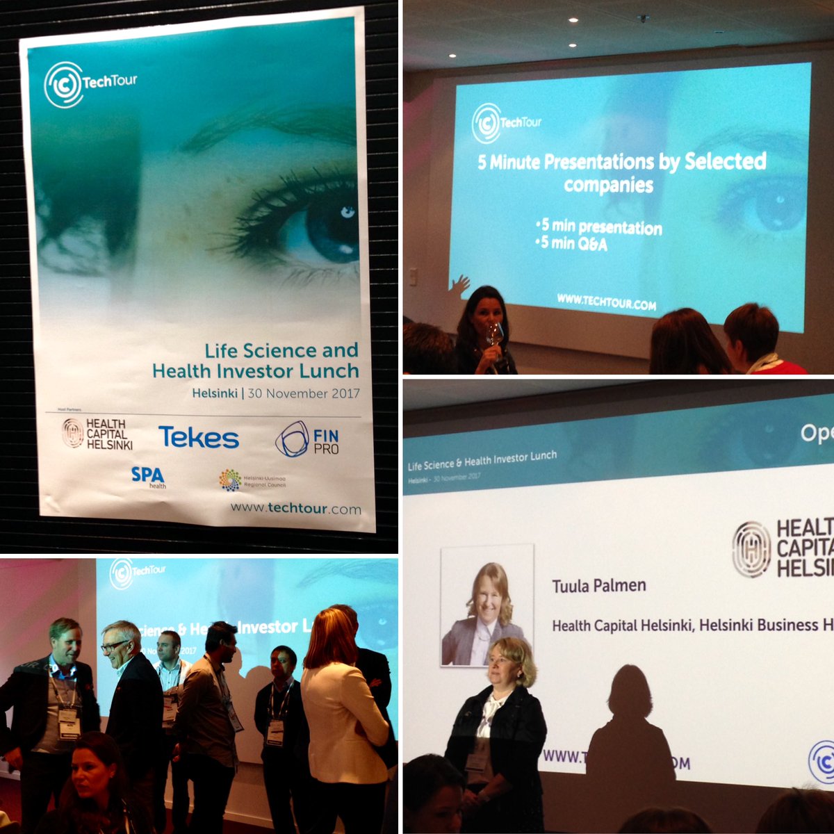 HealthHelsinki's tweet photo. Our #startup and #investor lunch has proceeded to the exciting 5-min pitches! @HealthHelsinki @Tekesfi @TechTourHQ @FinproFi #slush #LSHIL2017 https://t.co/wA6qS0DgJd