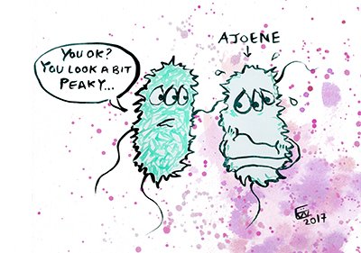 eliza_coli's tweet photo. @QUBelfast Then Laura Bricio-Moreno @LivUni presented the effects of Ajoene on #Paeruginosa - reduced pyocyanin production included...

#cfmicro17 #conference #cartoons #SciArt #cysticfibrosis #ResearchHighlight https://t.co/yTByPq2TgJ