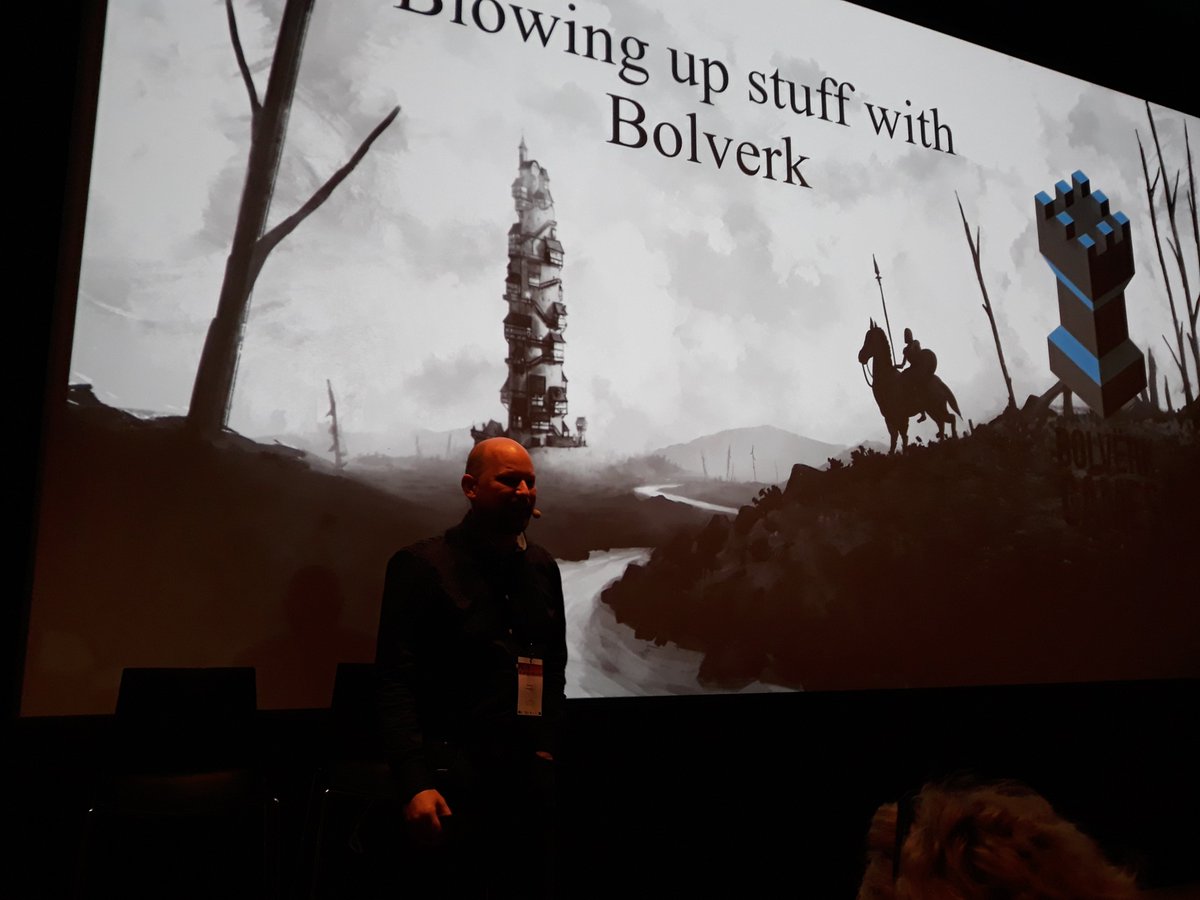 InteractiveDK's tweet photo. And now it's time for @BolverkGames|s @Lieutenant_Bob telling the story about being among the first wave of VR developers, with 2 titles @DickWildeGame & Kittypocalypse (and one in production) under their belt. #PLAY2017 https://t.co/UHtkaS4xte
