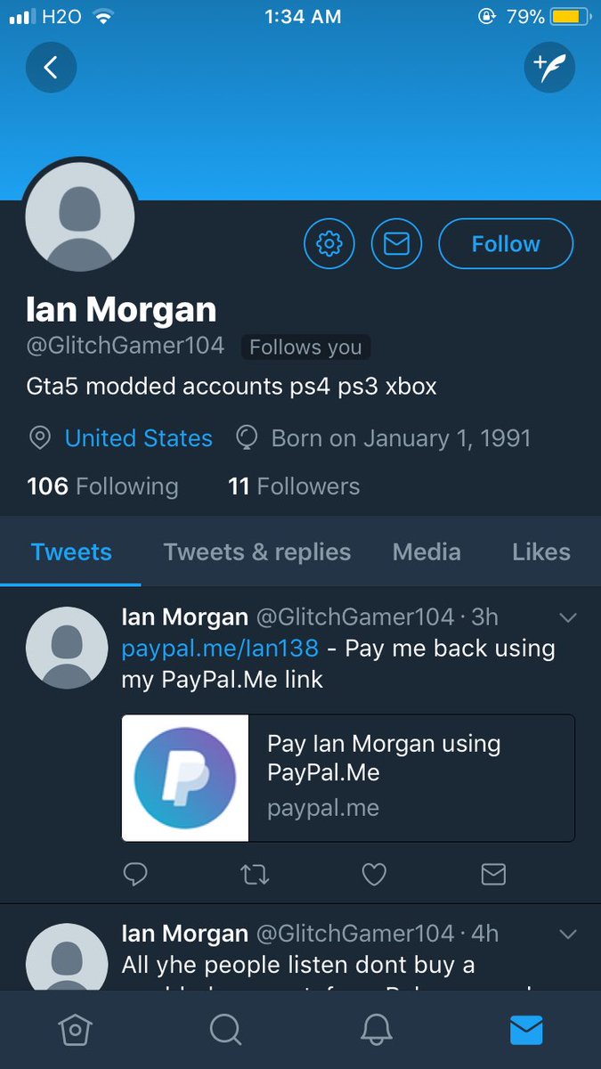 modzgang67's tweet photo. YOOOO! DONT TRUST THIS GUY ! HE WANTED TO BUY AN ACCOUNT BUT WANTED ME TO PAY FOR IT?? HES A SCAMMER! He’s a girl @GlitchGamer104 https://t.co/MW9pf760xM