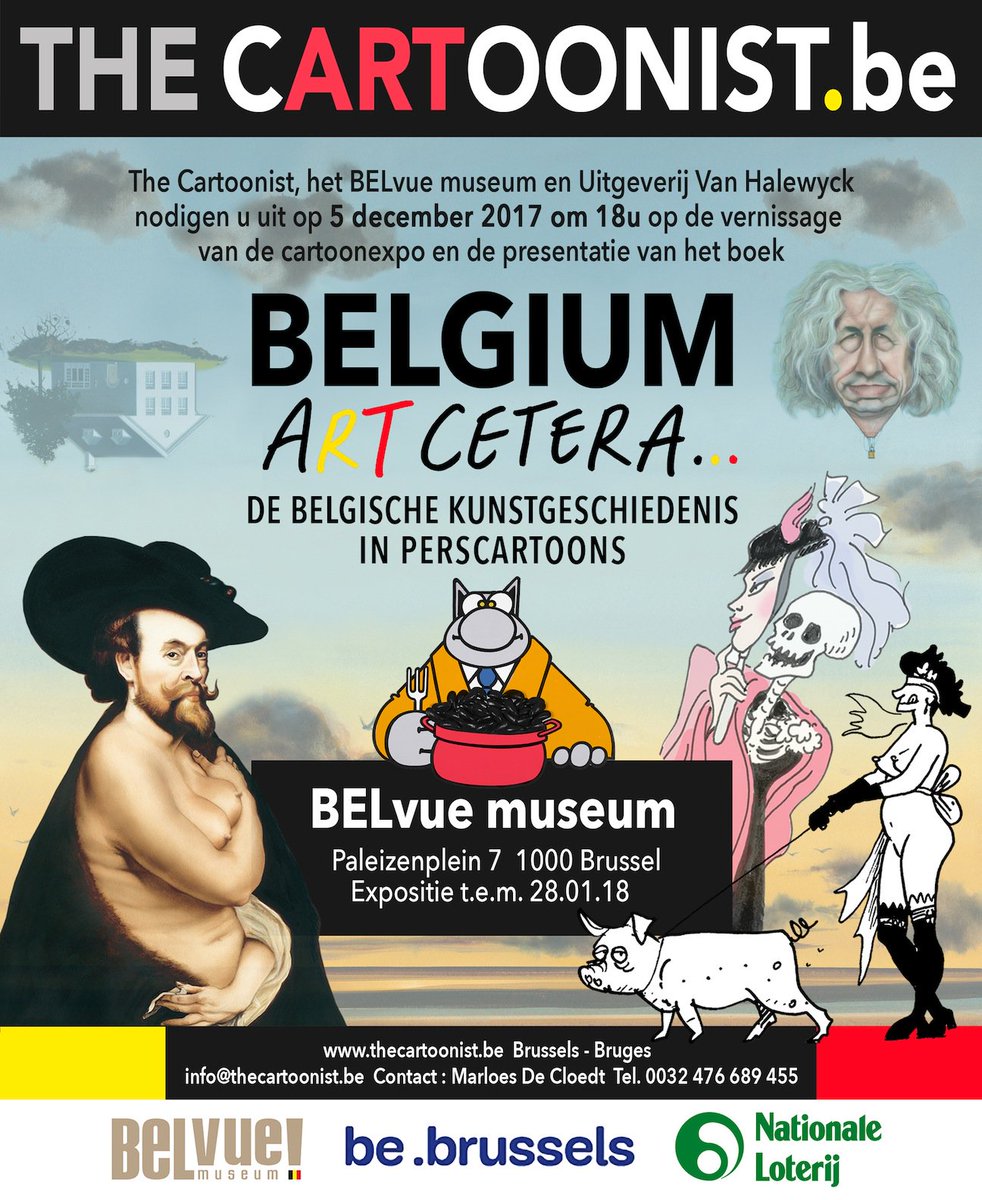 TheCartoonistBE's tweet photo. Opening BELGIUM ART CETERA 5 dec. 18u BELvue
Bedankt om uw komst te bevestigen via info@thecartoonist.be :-) https://t.co/vxQJ1DZ0om