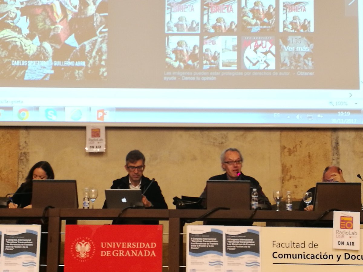 Plot28's tweet photo. En el Congreso Internacional de Narrativas transmediales Univ Granada, interviene el profesor Jan Baatens en la Mesa sobre intermedialidad y transmedialidad #TransmediaUGR https://t.co/JlJAJiDT6r
