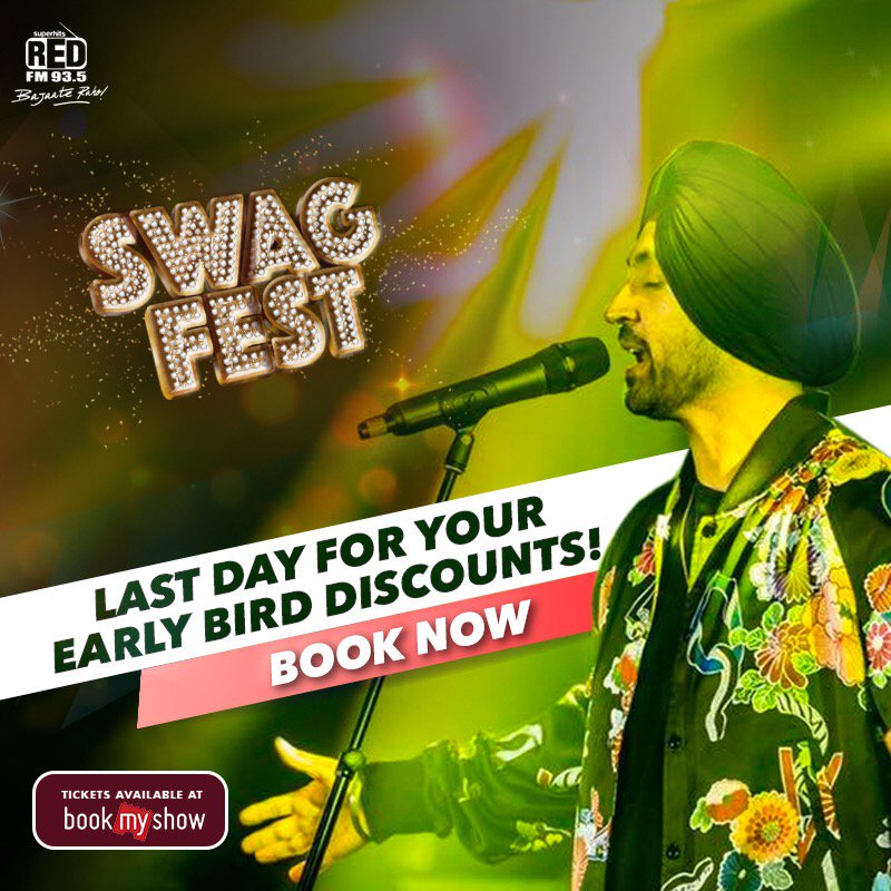RedFMIndia's tweet photo. Hurry guys! Today’s the last chance for you to get your early bird discounts! Get ready for a fun evening with @diljitdosanjh! Book your tickets now for exciting offers! #Concert #GetYourSwagOn #PunjabiTadka #MusicMadness #Festmode #DiljitDosanjh https://t.co/vRTnrHvI6p