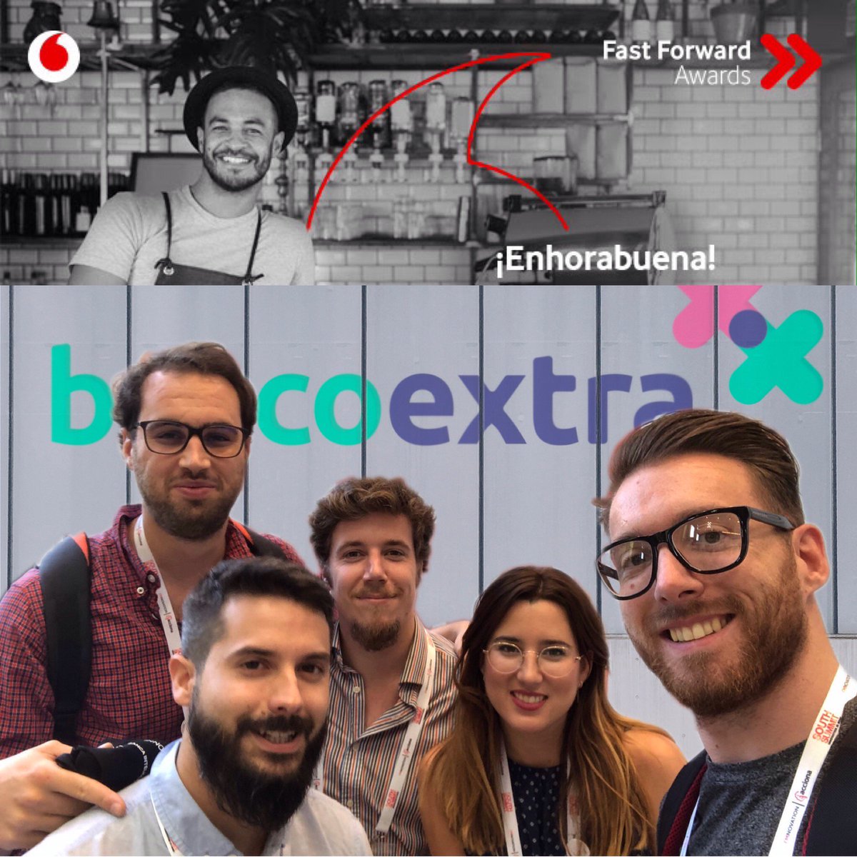 linkbyuma's tweet photo. ¡Muy orgullosos de @BuscoExtra por su premio en los #FastForwardAwards de @vodafone_es! 🏆🙌 ¡Enhorabuena! Conoce más sobre su aplicación de #Hostelería en 👉 https://t.co/YfGUjp5XV9 https://t.co/iYgOShpFV0