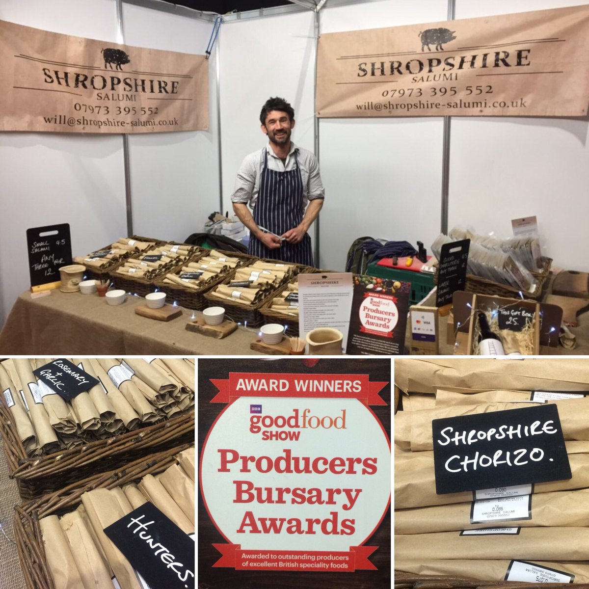 All set up ready for <a href="/BBCGoodFoodShow/">BBC Good Food Show</a>. Award winning charcuterie from #Shropshire. Find me at stand ‘PB2’.