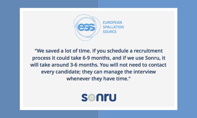 Sonru's tweet photo. Find out how you can achieve exceptional time and cost savings among other things with Sonru #VideoInterviewing in our #ROI workbook! https://t.co/P4icu5CO0x #SaaS #Recruitment #HR #TalentAcquisition #EuropeanSpallationSource #ESS https://t.co/bg2HA525pX