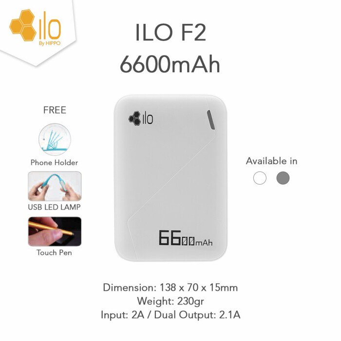 Yunboogadget's tweet photo. Powerbank hippo ILO F2 6600mAh. Free phone holder + usb led + stylus pen. Harga cuma @149. Garansi 1 tahun. Temen2 kudu punya niihh 😊 https://t.co/JZ5uYY8AHe