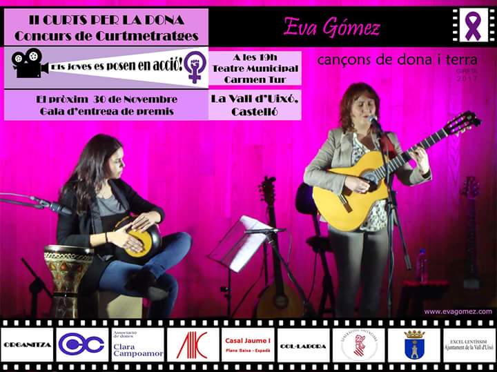 Hui serem tocant/cantant a La Vall d'Uixó als II Premis CURTS PER LA DONA #contralaviolènciadegènere <a href="/musicaNvalencia/">Música en valencià</a> <a href="/musicadelpv/">Música del País Valencià (Música del PV)</a> <a href="/evagomezmusica/">Eva Gómez</a> <a href="/LauraMusicorda/">Laura Miñarro</a> <a href="/CasalJI/">Casal JI Vall d'Uixó</a> #DONA #jovescreadors