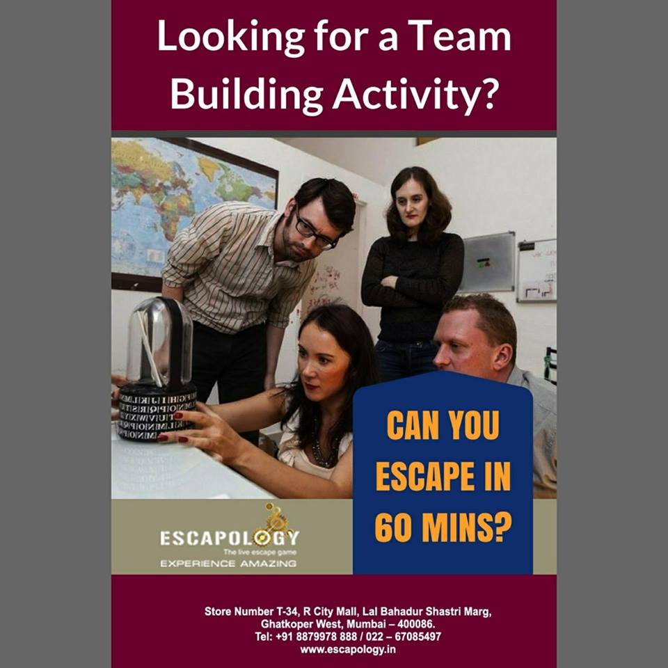 EscapologyInd's tweet photo. #teambondingwithescapology #experienceamazing #mysterious #freshyourmind #family #friends #colleagues #gameactivities #aajkuchtoofanikartehain #teamouting #enjoyment #likeforlike #masti #followforfollowers #liveescapegame #escapology #rcitymall #ghatkopar https://t.co/YtDei4HHEo