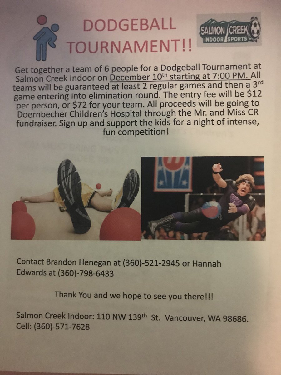 alsknfwyenjyr's tweet photo. ATTENTION: Hannah and I will be hosting a dodgeball tournament at Salmon creek indoor on December 10th ! Come out and support the kids by putting your team of 6 together and seeing just how well you dodge, duck, dip, dive and dodge #forthekids https://t.co/U4uCO3x5cE