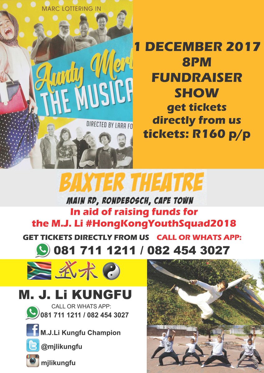 mjliproductions's tweet photo. @mjlikungfu @marclottering @BaxterTheatre @Sa1ma_C @taz_boutique @shubby11 @wafsickle #26ticketsLft #MJLiKungfuYouth https://t.co/GLFVaEOw7I