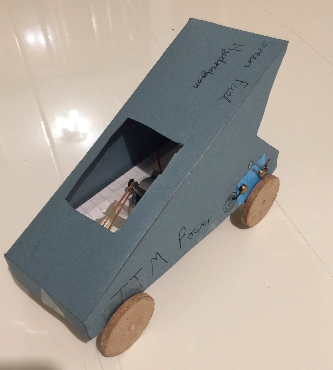 H2KH's tweet photo. @ITMPowerPlc, you inspired my 10 YO daughter to make an electric car. Sadly, couldn’t find a small F.C. , but it’s H2 ready! https://t.co/JXz5w2oAgB