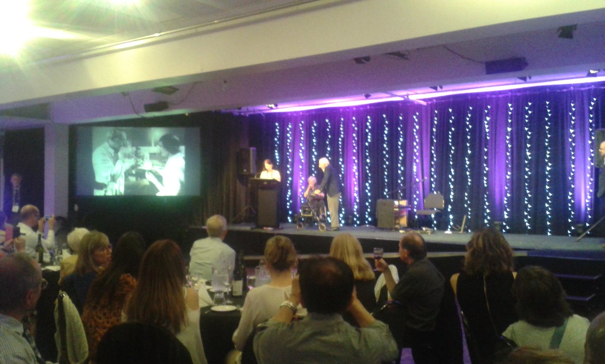 ILS2017's tweet photo. Beautiful and historical moment tonight at the gala dinner: Pr Neil Bruere receives an award - he diagnosed the first animal case of leptospirosis in New Zealand #ILS2017 https://t.co/9iuM0jt7LC