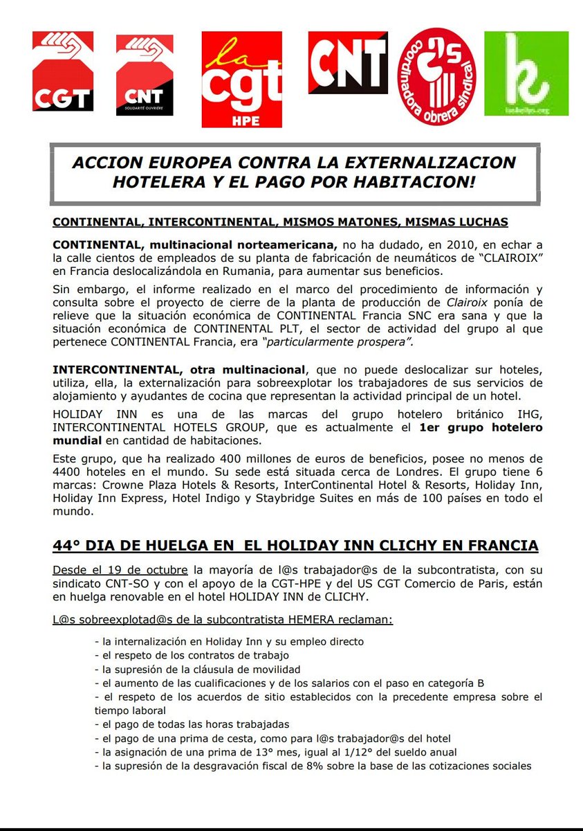 LasKellysBCN's tweet photo. @LAS_KELLYS Apoyamos a las camareras de piso en huelga en Francia y la concentración frente al Hotel Holiday Inn (C/ Pallars, 203; #Barcelona) este viernes 1 de diciembre a las 12h en solidaridad con ellas
NO a la externalización!
#SOSkellys
#LasKellysEnPlantilla
#KellysSinFronteras
#Grèvé https://t.co/yYPU8VN0jh