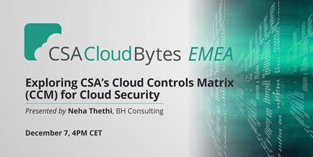 cloudsa's tweet photo. Are you involved in ensuring #cloud #security in your organization? Register for our 12/7 webinar with @ihtehtahen of @bhconsulting https://t.co/GxE7itb2Od https://t.co/bpv5EmjHr6