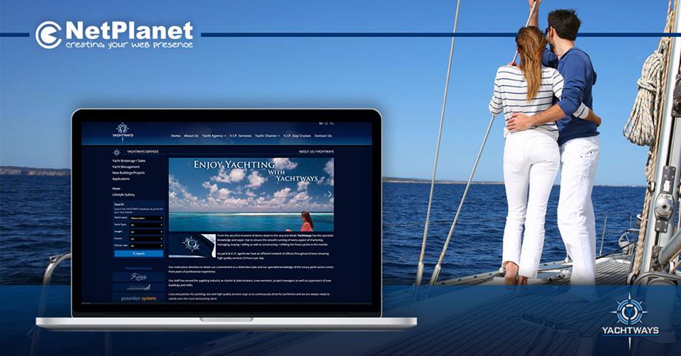 netplanet_gr's tweet photo. Η #NetPlanet κατασκεύασε την νέα δυναμική ιστοσελίδα για την εταιρεία Yacht Ways. Δείτε την ιστοσελίδα εδώ: https://t.co/bEq0QYvW9W https://t.co/NNj7SUTnRd