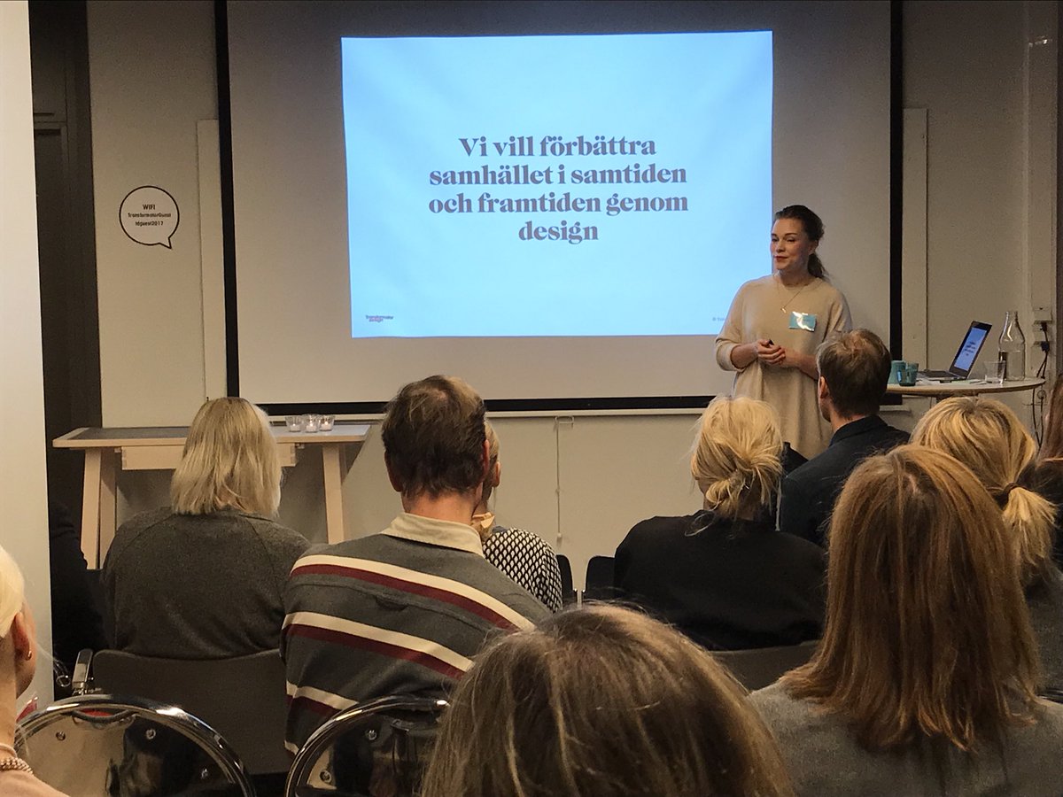 Vad vill vi? Vi vill förbättra samhället genom #design säger VDn Anna Grieves. #servicedesignfrukost