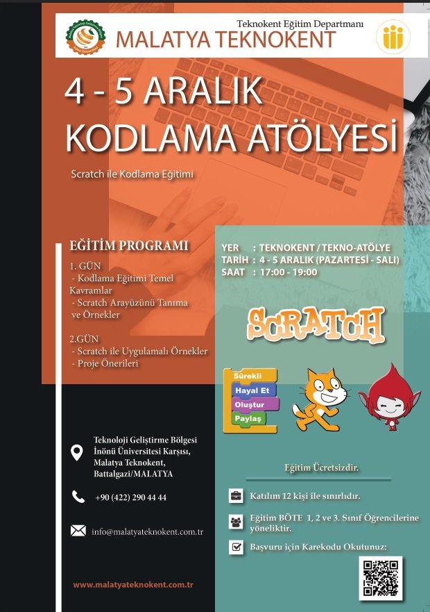 <a href="/MTEKNOKENT/">MALATYA TEKNOKENT</a>  4-5 Aralıkda BÖTE öğrencilerine yönelik Kodlama Eğitimi