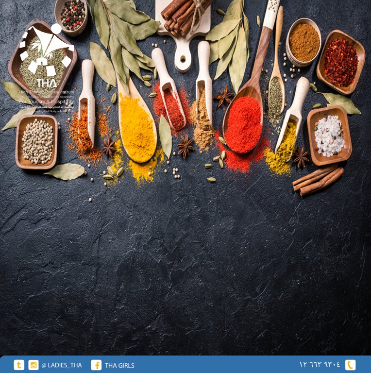 LADIES_THA's tweet photo. البهارات أو التوابل هي عبارة عن مادة أو مجموعة موا�� تضاف عادة إلى الطعام بكميات قليلة وتستعمل لإعطاء نكهة للأطعمة المختلفة، وتصنع البهارات من كافة أجزاء النباتات كالبذور والثمرات والأوراق واللحاء والجذور#الأكاديمية_السعودية_للسياحة_والفندقة#طيخ#طهي#بهارات#توابل . https://t.co/taEYP3TtUX