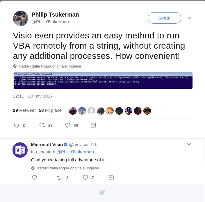 clairvoyant_the's tweet image. securityaffairs: RT _odisseus: In effetti questa è esilarante. "Chiediamo una #PA più smart", poi #Visio non solo consente un hacking più facile, ma il Robot msvisio ringrazia a sproposito 😂. cc: microsoftitalia chiararo #hackdev17 …