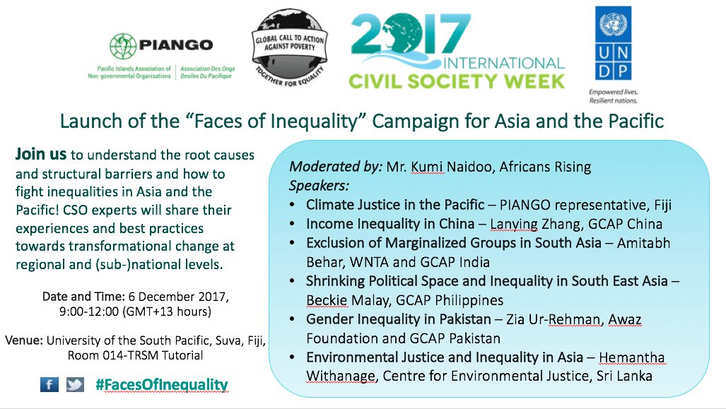 nadineravaud's tweet image. Coming up soon -&amp;gt; Asia-Pacific Launch of the Campaign &quot;Faces of Inequality&quot; co-organized #ISCW2017 by @whiteband @UNDPasiapac &amp;amp; @Pacific_2030 FOLLOW THE DISCUSSION #FacesOfInequality