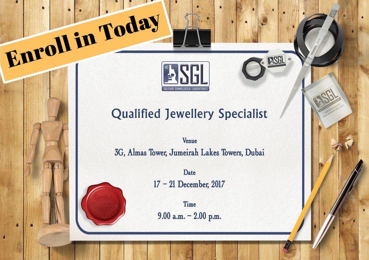 SGL_Labs's tweet photo. Get yourself enrolled today!
Enhance your knowledge, become a jewellery specialist!#Education #Dubai #GrowWhileYouLearn #SolitaireGemLabs #DiamondGrading #LearnAtSGL #JewellerySpecialist #Identifying #Pricing #LargestVarietyOfStones #OnlyAtSGL #SGLInstitute #KnowTheLanguage https://t.co/uZonTGYkzb