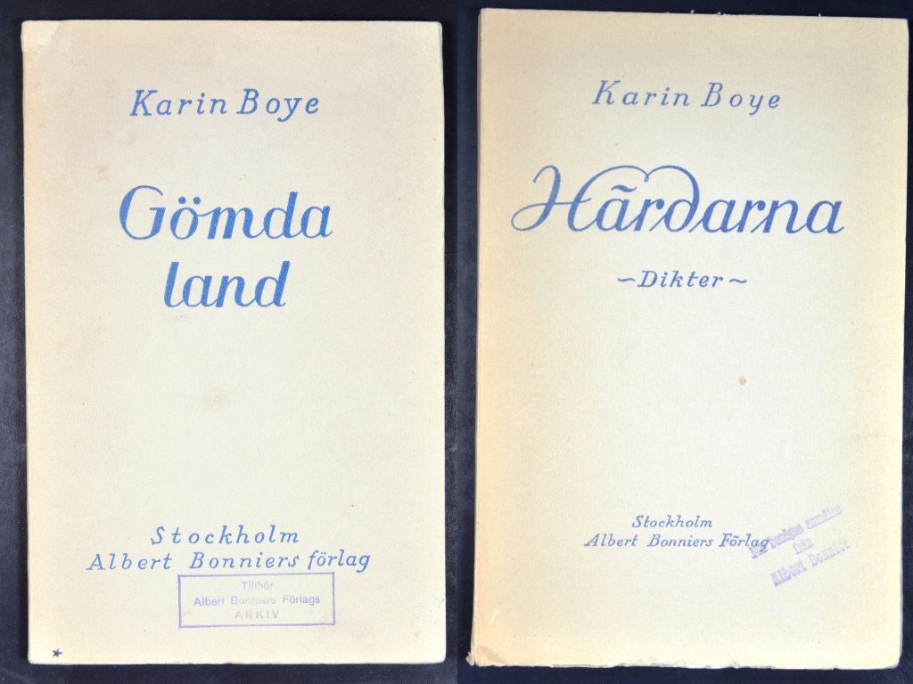 LeoAngelman's tweet photo. Den mätta dagen, den är aldrig störst.... Karin Boye i originalupplaga x 2!! https://t.co/IEpqREi6JJ https://t.co/Z3SMn6uQTn #rarebooks #boye #karinboye #kallocain https://t.co/GXIhtmepl1
