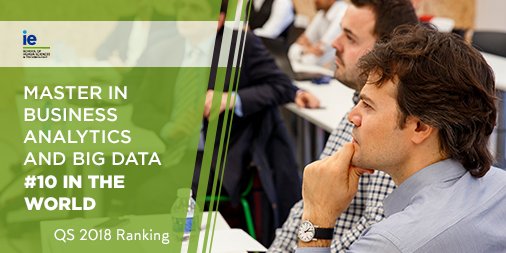 IE_SciTech's tweet photo. We are proud to announce that our Master in Business Analytics &amp; Big Data program has been ranked among the top ten Business Analytics Programs by QS! Congratulations to everyone in the IE community! https://t.co/xB9c1Yykaa https://t.co/uC6kAzRraH