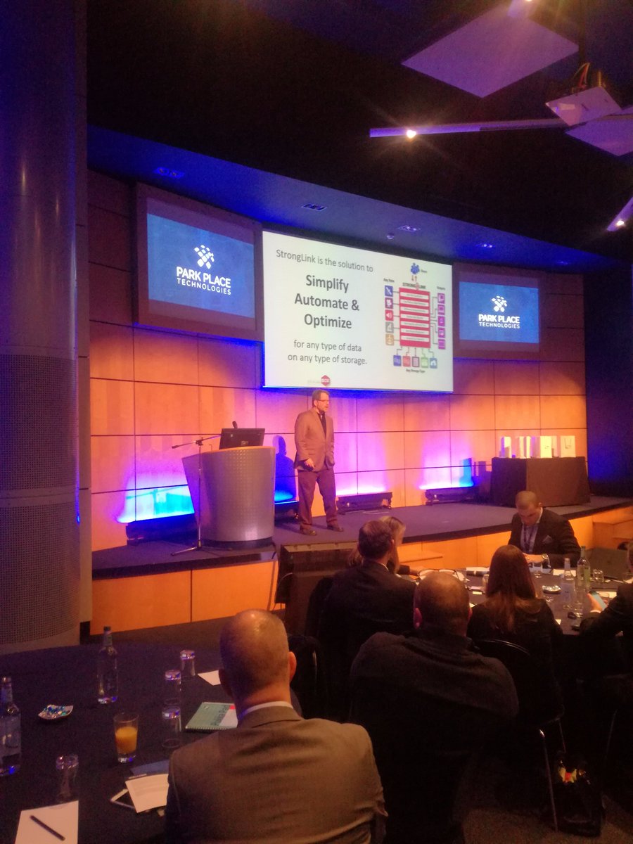 parkplacetech's tweet photo. Floyd Christofferson of @StrongBoxData  in joint presentation with David Thompson of @spectralogic in action; #ParkPlaceTechSummit @WilliamsRacing https://t.co/Xq7d5ZSYQP
