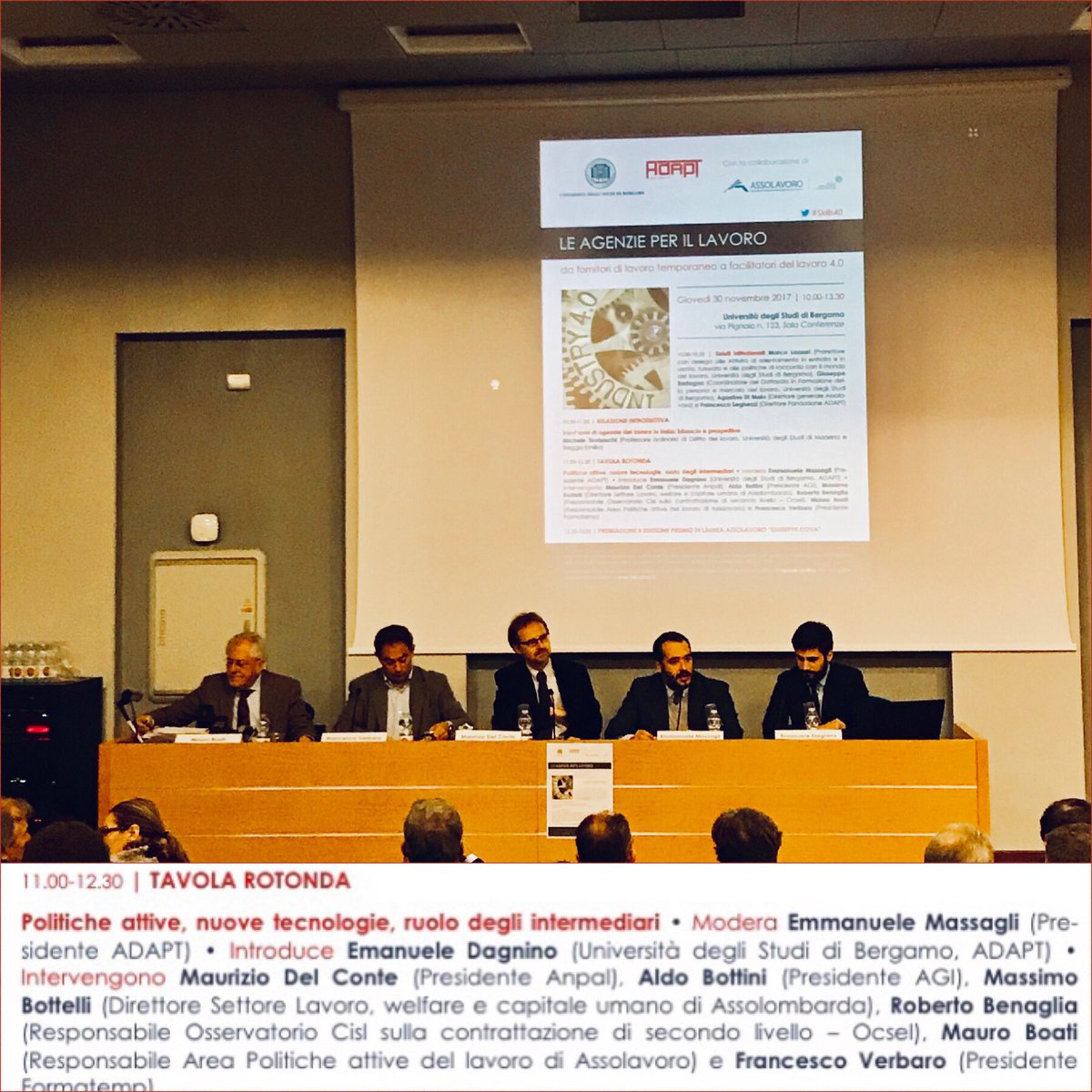 adaptland's tweet photo. #Skills40 • Al via la tavola rotonda @UniBergamo con @EMassagli @EmanueleDagnino @maudelconte   @Assolombarda  @francescoVerbar https://t.co/biM3ohBJ9p