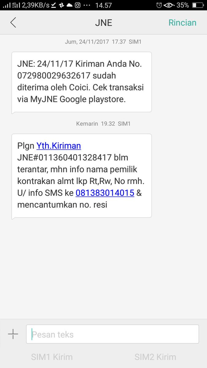 RandyKribo's tweet photo. Halo @JNECare paket saya dari hari senin belom saya terima, padahal pakai YES, (Yakin Esok Sampai) Sudah telpon ke Call center Jne percuma juga. sudah sms no dibawah ini juga percuma. JNE#011360401328417 https://t.co/ayb1sVkWtt