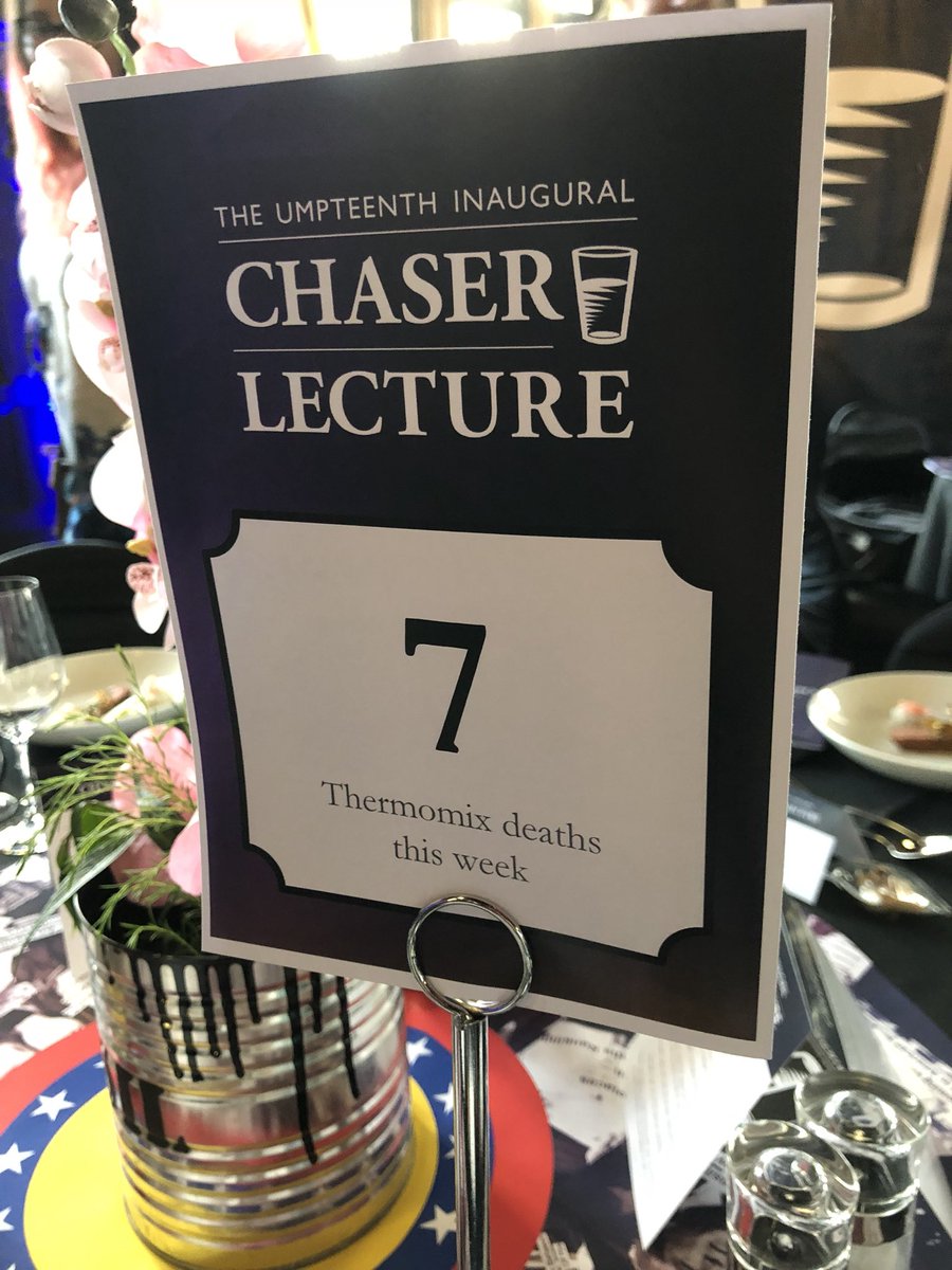 SarahLouiseAgar's tweet photo. Loving @choiceaustralia’s table name at the #chaserlecture https://t.co/zIQX7bGSJt