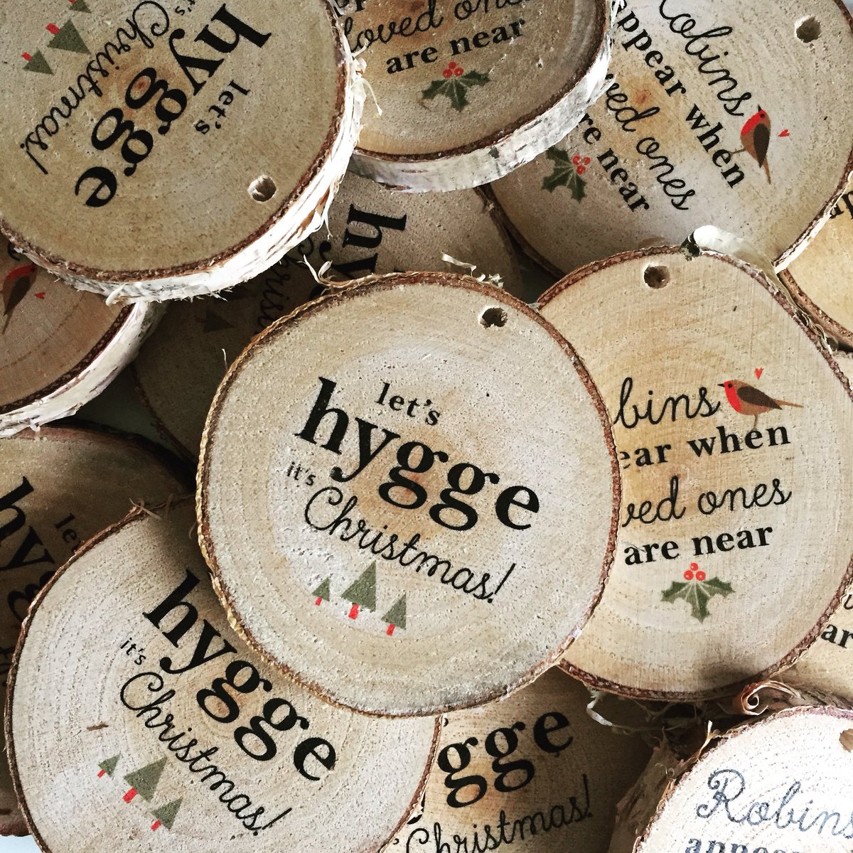 HYGGE and robins our most popular wood slice baubles this year #HYGGE #robins #woodslicebauble free p&amp;p