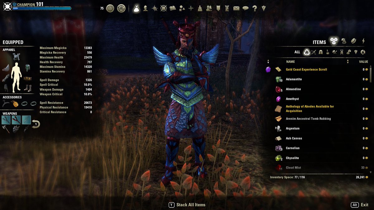 ArtyStudios's tweet image. Finally reached champion 101 on ESO. Still got ways to go to get over a thousand! Look at that shiny armor! ;) #ESO #LevelGrind