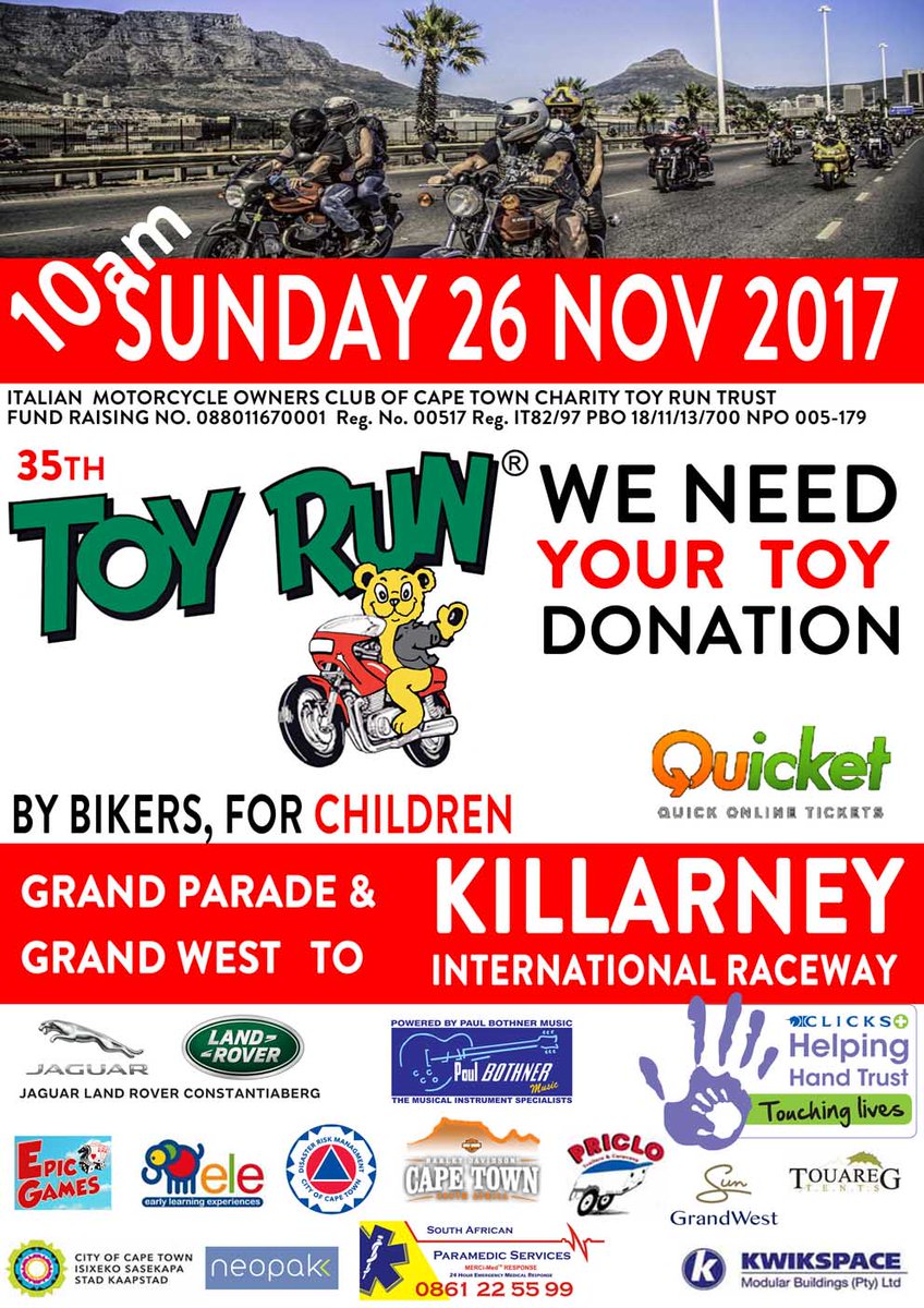 lovecapetown's tweet photo. Support #ToyRun2017 and help them to help the children @ToyRunCT https://t.co/fsC2I15kSv - Donate here & get more info: https://t.co/YFCN7vdtjb https://t.co/1FMFOkHPbd