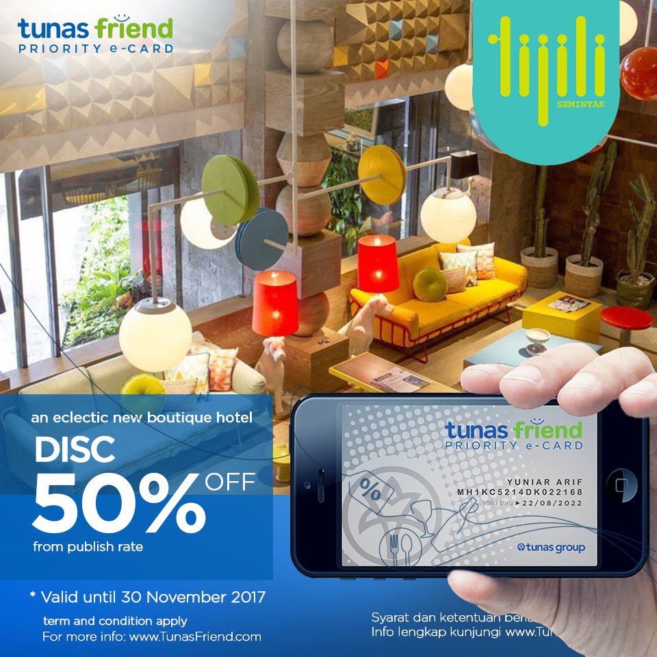 Holiday is coming! Liburan yuk! Eitss jangan lupa reservasi tempat istirahatmu di Tijili Hotel. Dapatkan Diskon 50% bagimu member TUNASFriend Card. Have a nice day :) #TunasExperience