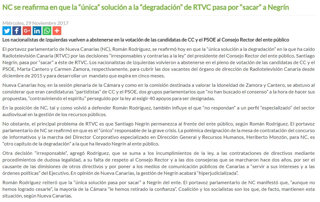 NuevaCanariasBC's tweet photo. ¡Buenos días! @RomanRodWeb  se reafirma en que la “única” solución a la “degradación” de RTVC pasa por “sacar” a Negrín.  #GrupoParcanNC vuelven a abstenerse en la votación de las candidatas de CC y el PSOE al Consejo Rector del ente público.

https://t.co/QPAjEZKsX9 https://t.co/ruCe6ErFNi