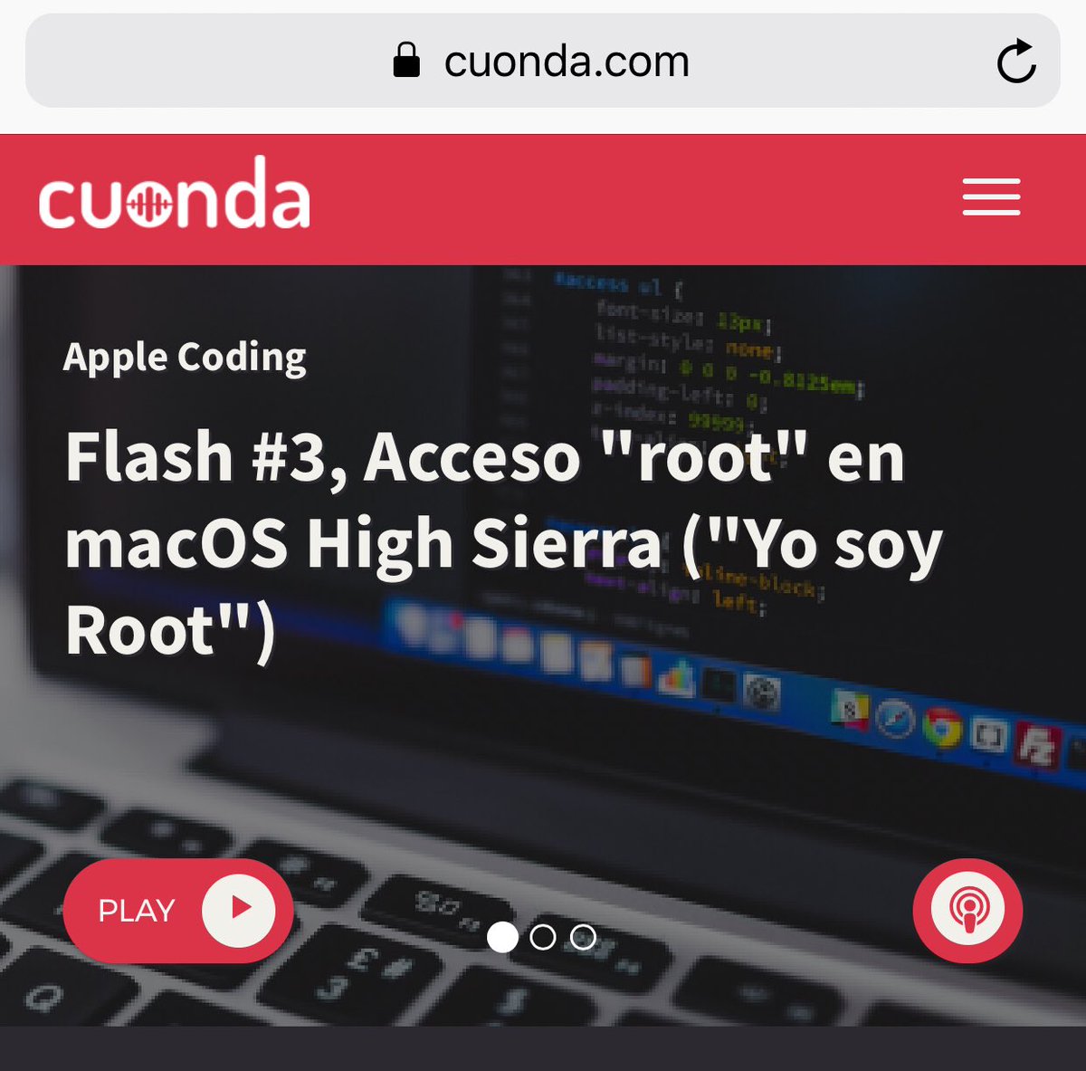 Apple_Coding's tweet photo. Buena mañana Apple Coding. Top 4 de tecnología en @ApplePodcasts y destacado en la portada de @cuondapodcast. ¿Habéis oído ya nuestro especial sobre el fallo en macOS #yosoyroot? https://t.co/sUakx163Ua https://t.co/fcNn3FdwtI
