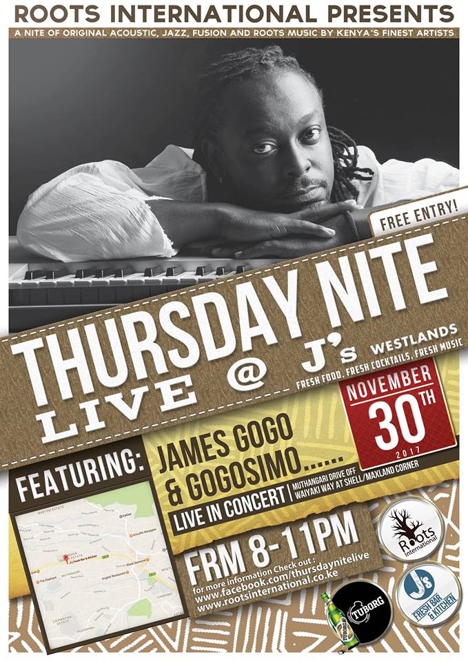 JsFreshKitchen's tweet photo. Tonight, we’re excited to host one of Nairobi's hardest working bands, Gogosimo. Come and dance to the rich blend of coastal music, African beats and western instrumentation creating a unique East African sound from 8pm at J’s Westlands. #Jsfresh #TNL https://t.co/vhcvtht13f
