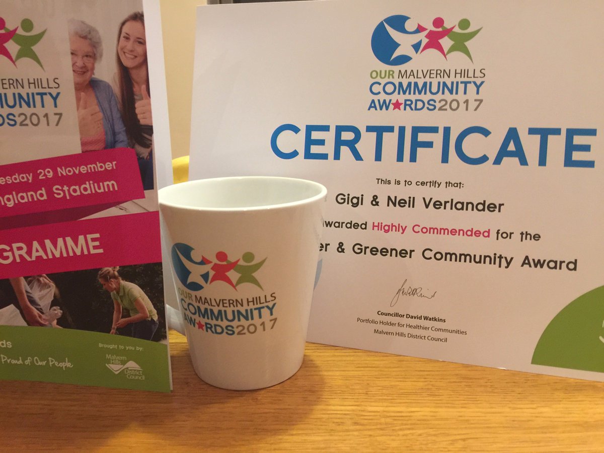 orchardsidehs's tweet photo. We've been volunteering at Hanley Swan Pond for 8 years, and yesterday we attended a little award evening for volunteers in the Malvern area and we received the Highly Commended Cleaner and Greener Community Award! Doing something voluntarily does you good #mhcawards https://t.co/u8MenAtVfM