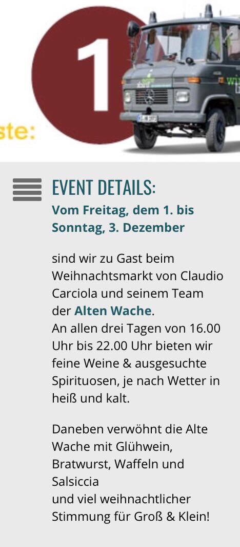 Alte Wache - Weihnachtsmarkt 
#Hospitals Kellerei
*Freitag*Samstag*Sonntag
16-22 Uhr 
Bergpark | Weltkulturerbe