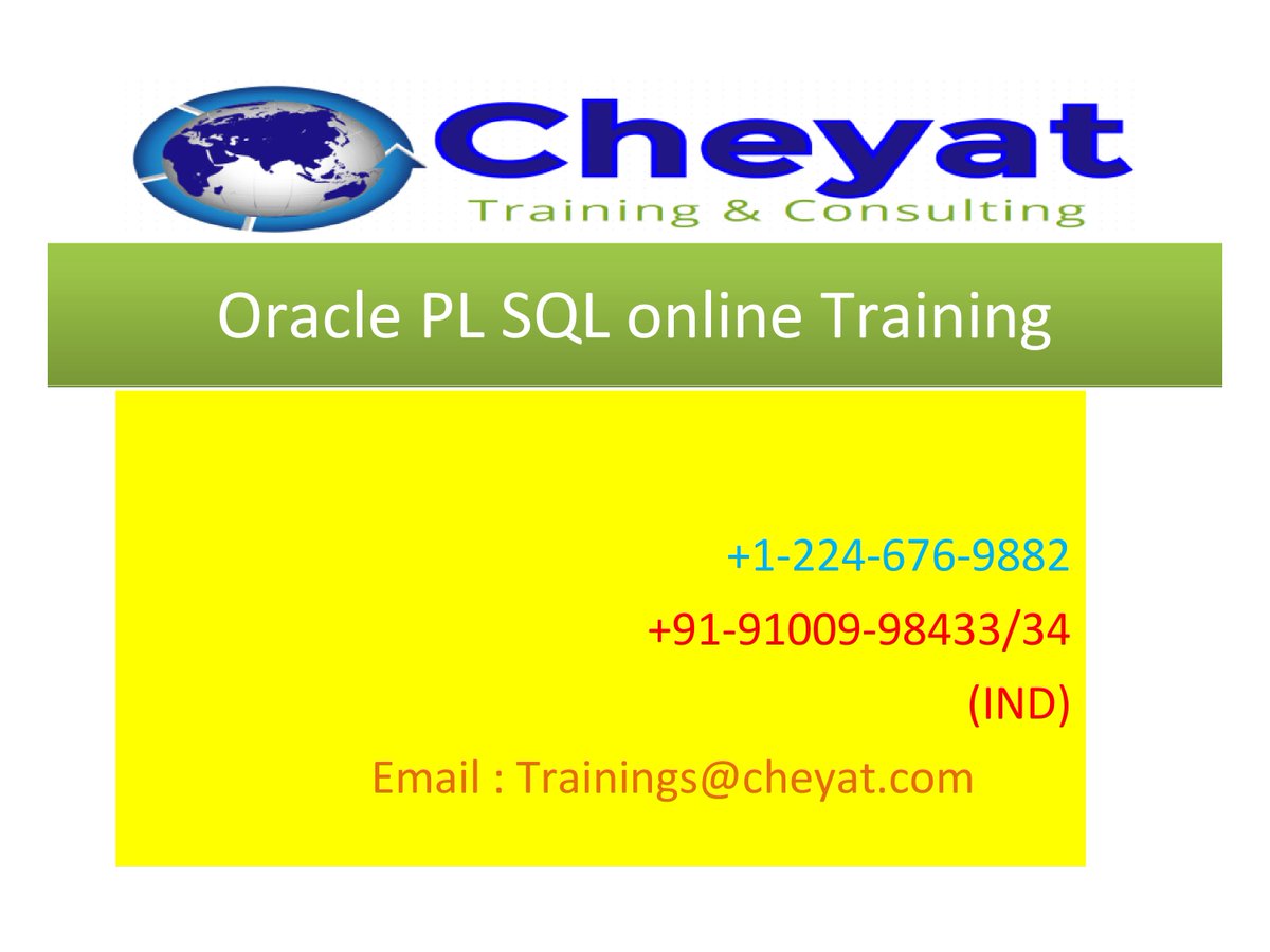 Cheyat_Tech's tweet image. Oracle PLSQL Online Training Demo Video by Cheyat Tech 
Demo Video : youtube.com/watch?v=fevdx5…
For more info contact us : Trainings@cheyat.com 
#OraclePLSQLOnlineTraining #CheyatTechnologies