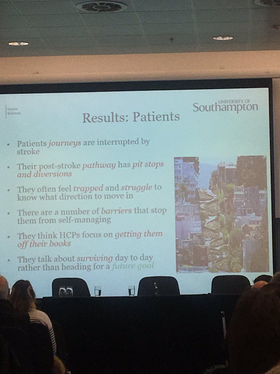 GallacherKatie's tweet photo. Interesting talk by @SaraDemain - HPs and stroke survivors view recovery very differently, we know this through the metaphors they use #uksf17 https://t.co/miEtnWvrxl