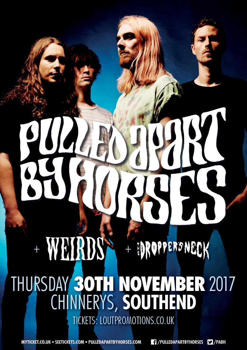 TONIGHT! 🤘 
<a href="/pabh/">Pulled Apart By Horses</a> <a href="/Chinnerys/">Chinnerys</a> #Southend with support from <a href="/weirdsband/">WEIRDS</a> &amp; <a href="/TheDroppersNeck/">THE DROPPER'S NECK</a>! Tickets from seetickets.com/event/pulled-a…